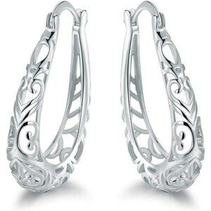 18K gold plated filigree hoop earrings large gold hoops lightweight jewelry